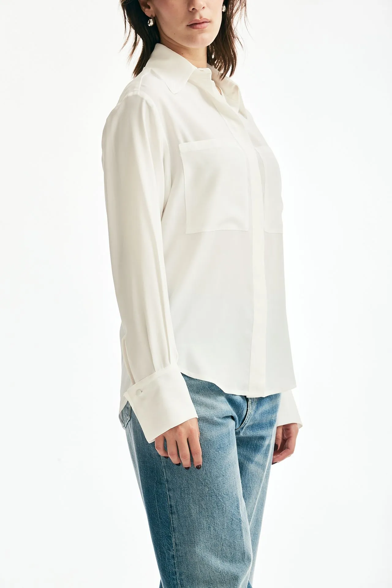 Camicia in misto seta bianco 