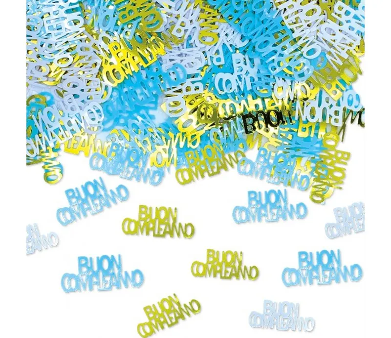 Confetti Decorativi Buon Compleanno Celeste Bianco Oro 15 gr