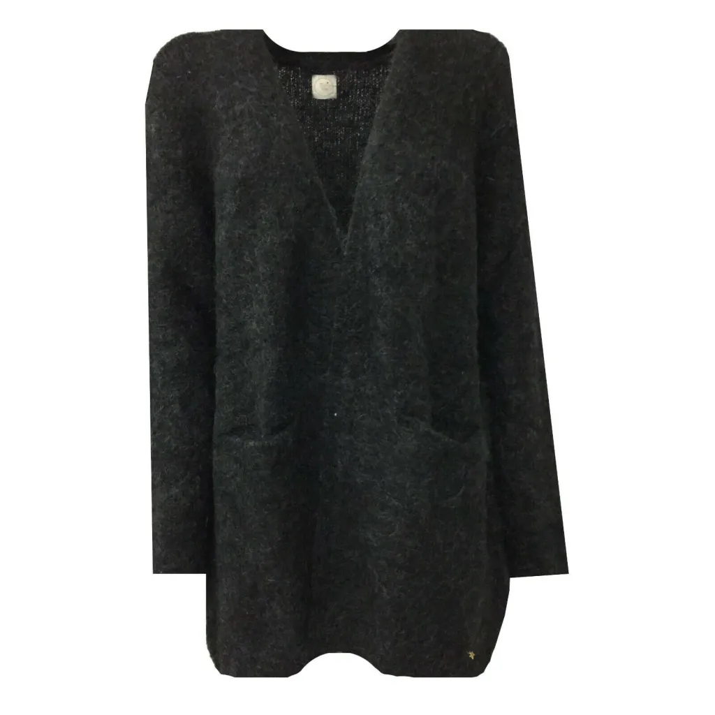 DES PETITS HAUTS cardigan donna senza bottoni lungo antracite art DODO