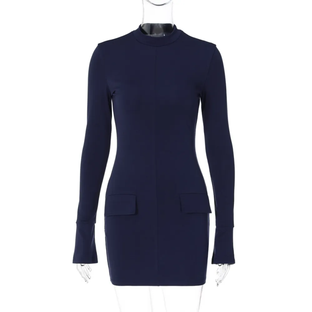E abbigliamento 2024 Primavera ed estate New Fashion Temperamento Girocollo a maniche lunghe Slim Slim Abito che copre i fianchi