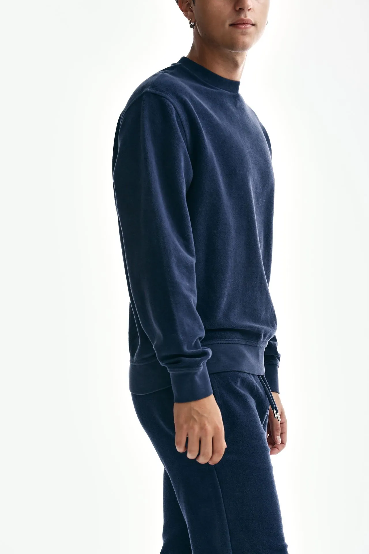 Felpa girocollo REVERSE BRUSHED EMERIZED blu 