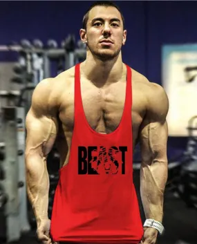 Gym Stringer Canottiere da uomo Canottiere senza maniche Canottiere da bodybuilding Fitness Y Back Allenamento Abbigliamento can