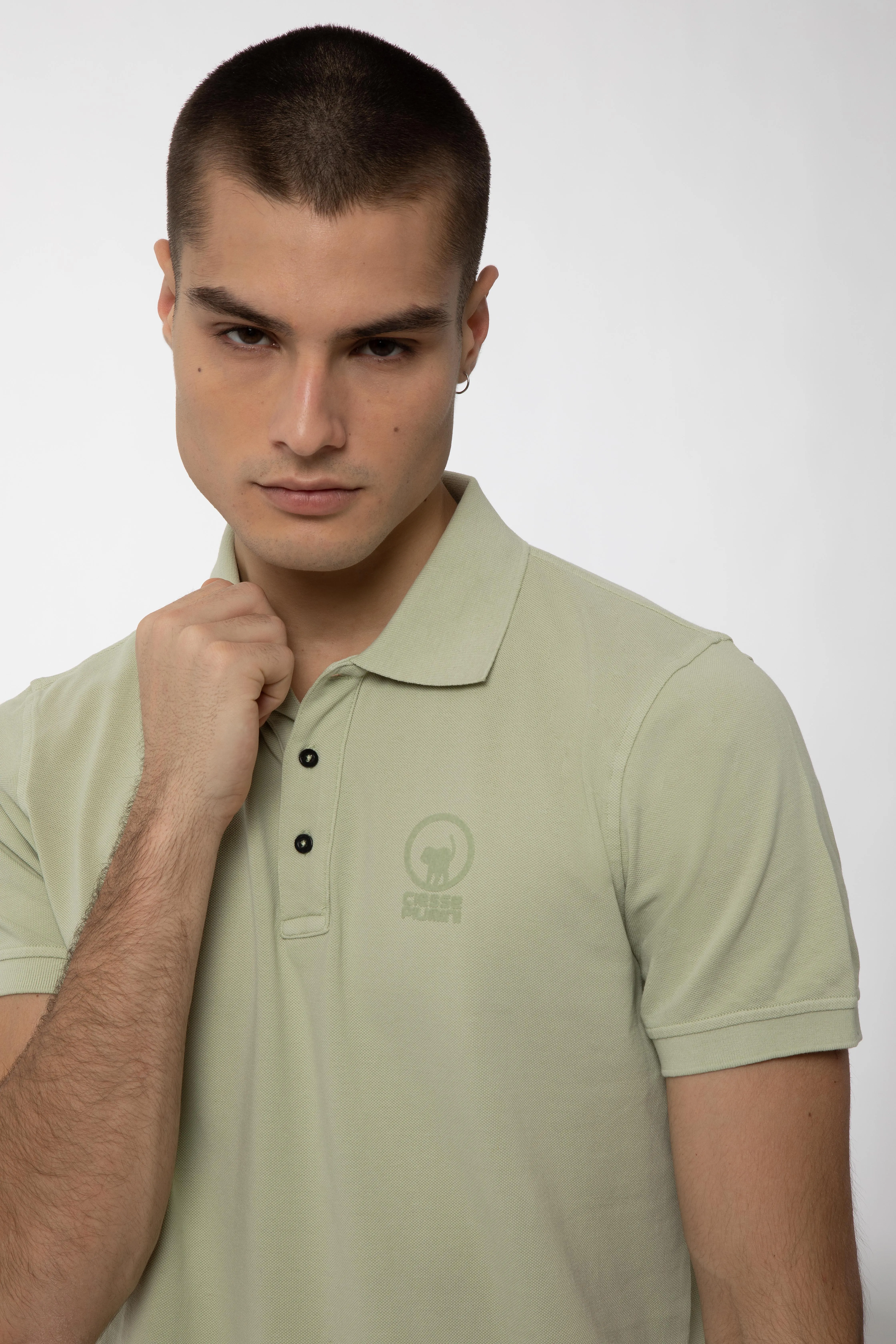 HELMY – Polo verde menta tinta in capo