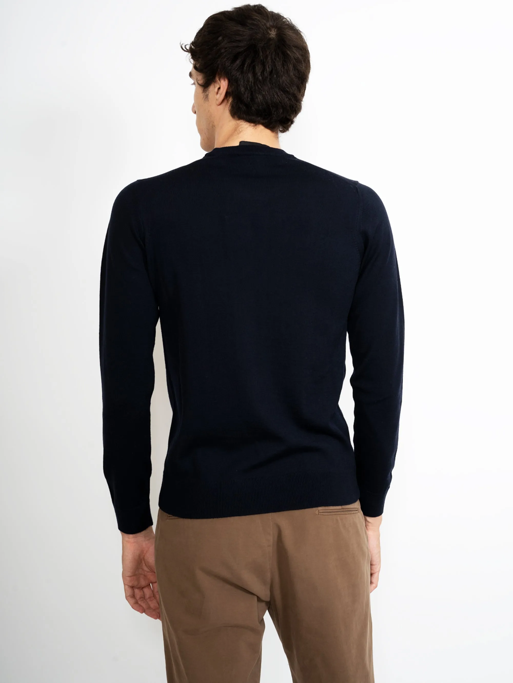 Maglia Slim in Merinos Blu Notte
