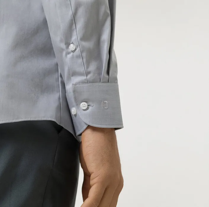 Medium grey slim fit olymp stretch cotton shirt