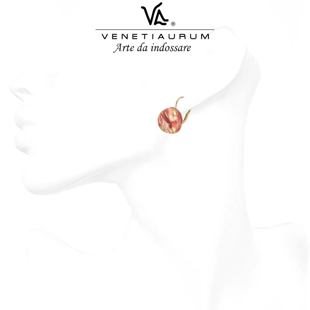 Orecchini a Monachella Rosa 14 mm in Vetro di Murano e Argento 925