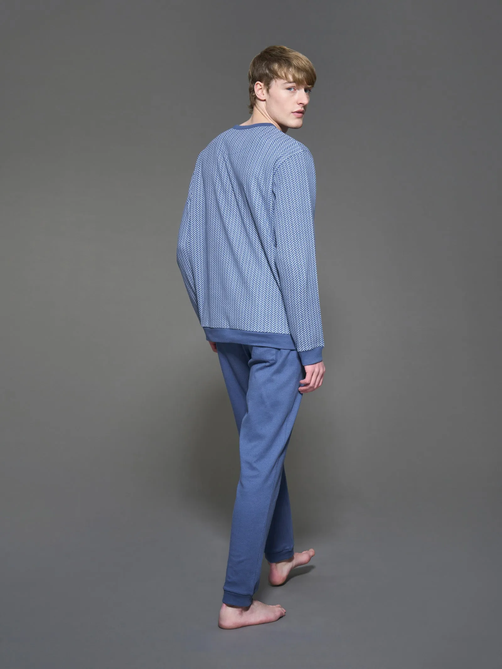 Pigiama a serafino in interlock di caldo cotone - Fant. Bijou Blue