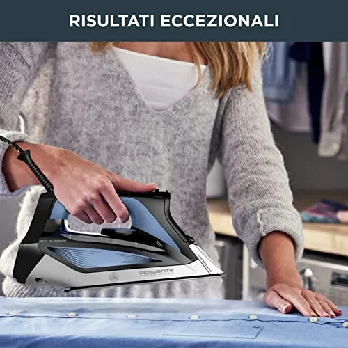 Rowenta DW7320D1 Everlast Anticalc Ferro a Vapore, 2700 W, getto a vapore potente, 400 micro-fori, sistema anticalcare, nero/azz