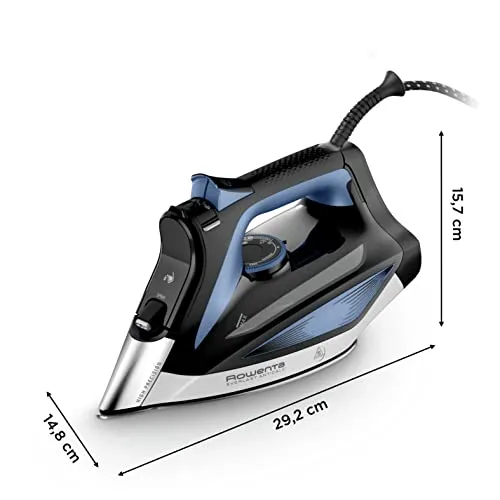 Rowenta DW7320D1 Everlast Anticalc Ferro a Vapore, 2700 W, getto a vapore potente, 400 micro-fori, sistema anticalcare, nero/azz