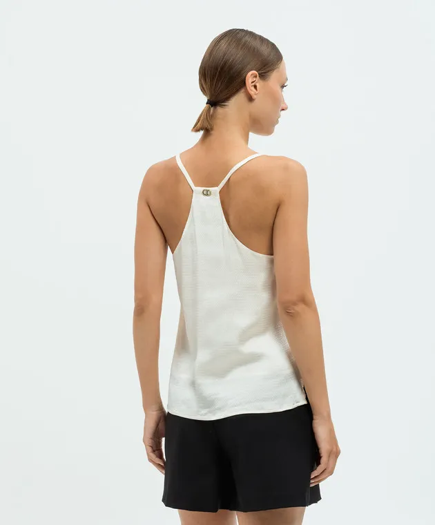 Twinset Top fantasia beige con logo metallico 242TP2476