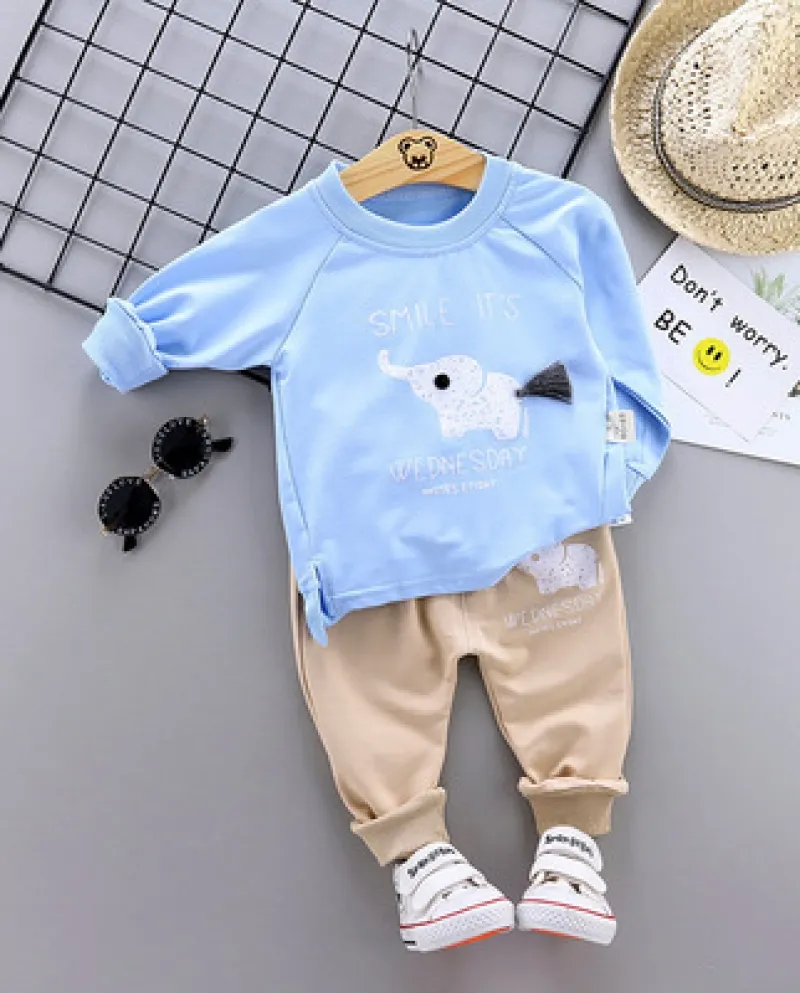 Vestiti per bambini Autunno e Inverno Ragazzi e ragazze Vestiti a maniche lunghe Oneck 26 anni Set di magliette e pantaloni per